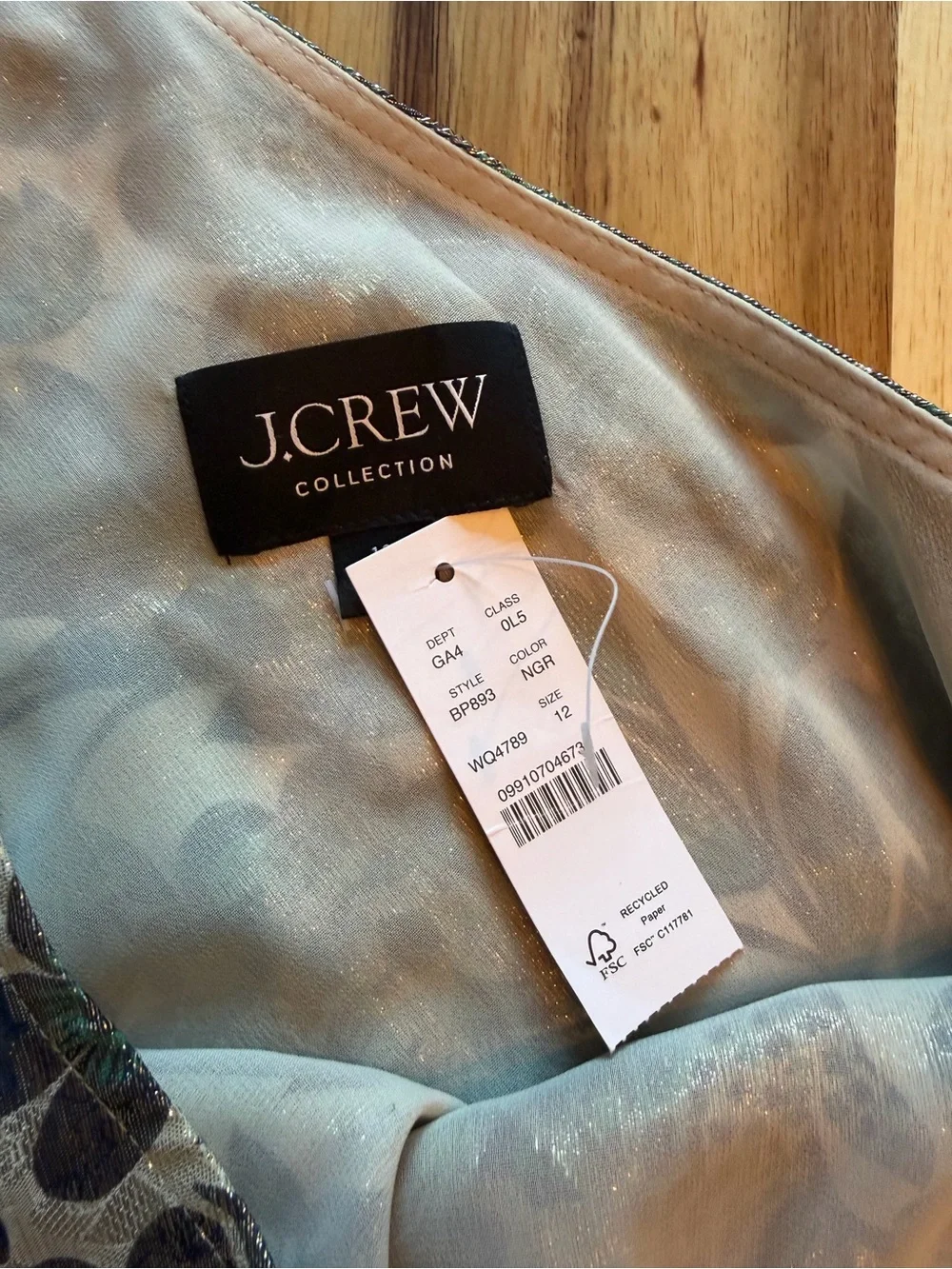 NWT J.Crew Collection Metallic Silk Floral Maxi Dress Size 12 Gold Green